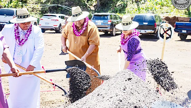 Gov. Lemanu Peleti Mauga and others at groundbreaking