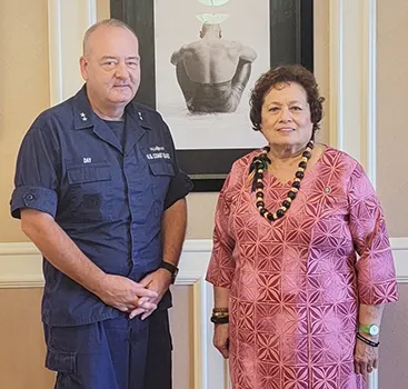 Congresswoman Uifa’atali Amata and Rear Admiral Michael Day