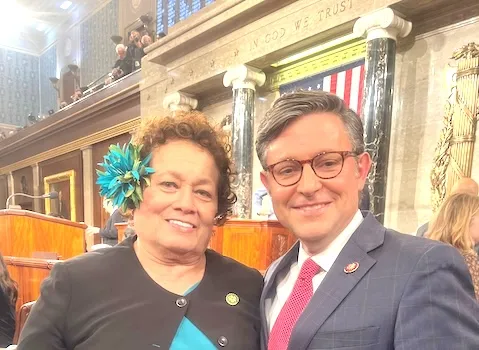 Congresswoman Uifa’atali Amata and Speaker Mike Johnson