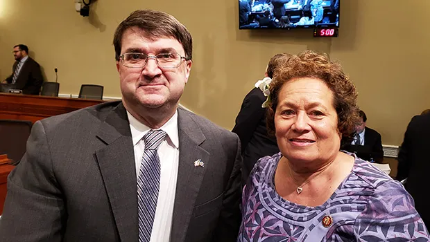 Congresswoman Amata with VA Secretary Wilkie at a 2019 hearing.   