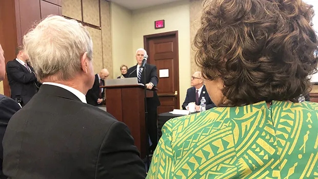 Amata and other Members, in this photo, are being briefed by Vice President Pence on national health efforts