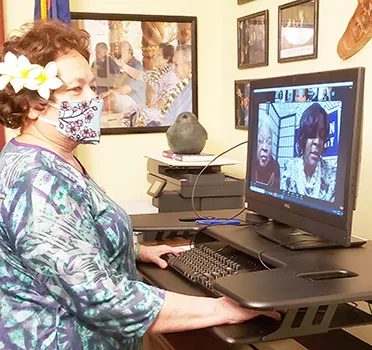 Working remotely, Congresswoman Amata congratulates Col. Dixon 