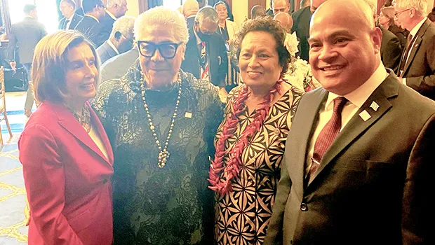 Speaker Nancy Pelosi, Samoa Prime Minister Fiame Naomi Mata’afa, Uifa’atali Amata, and Micronesia President David Panuelo 