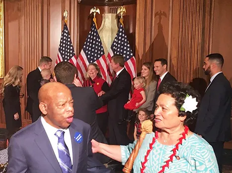 Amata speaking with John Lewis