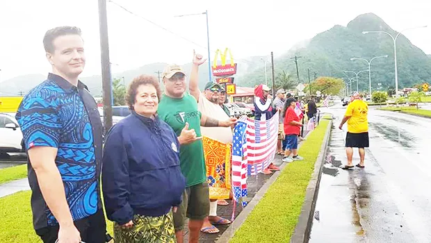 Amata with Peter Anaya and others a Veterans Day wave