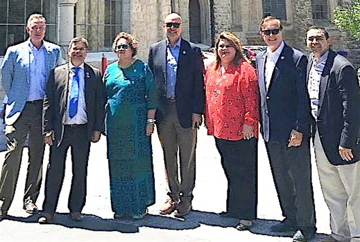 (l-r) Rep. Scott Peters, D-CA; Rep. Gus Bilirakis, R-FL; Rep. Amata, R-AS; Rep Ted Deutch, D-FL; Rep. Jenniffer Gonzalez-Colon, R-PR; Rep. Randy Weber, R-TX; Rep. Henry Cuellar, D-TX