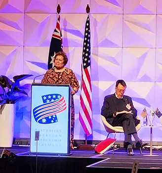 Amata speaking at Australian American Leadership Dialogue