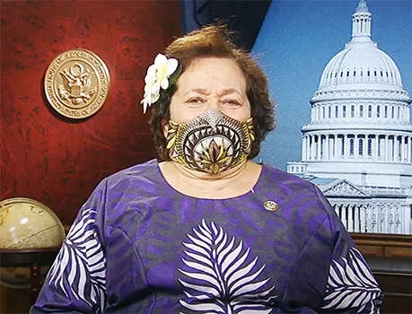 Amata wearing a face mask
