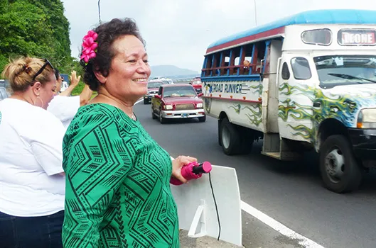 Congresswoman Aumua Amata along with supporters late Monday