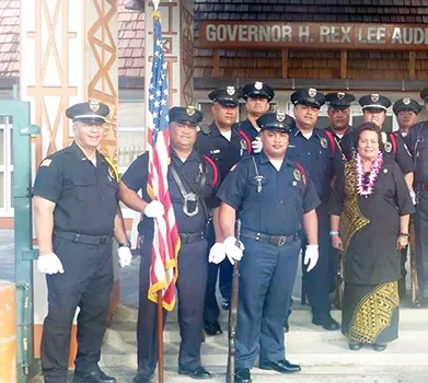 Amata and police officers