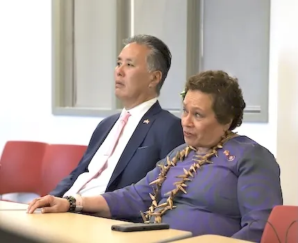 Congresswoman Uifa’atali Amata with Ranking Member Mark Takano