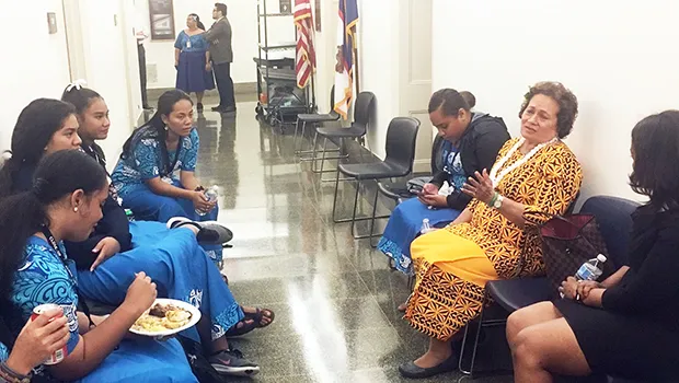 Congresswoman Amata and a group of Close Up students