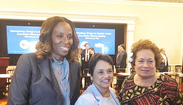 Congresswoman Amata with Guam Gov.Leon Guerrero and USVI Congresswoman Stacey Plaskett