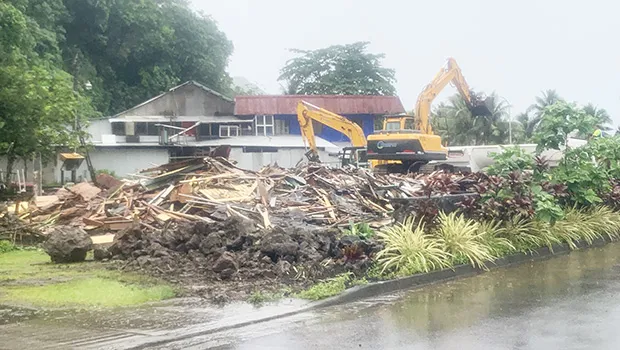 Debris where old Amy's Bakery building is being torn down