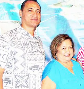 Western Pacific Regional Fishery Management Council chair Taotasi Archie Soliai with Council Executive Director Kitty Simonds