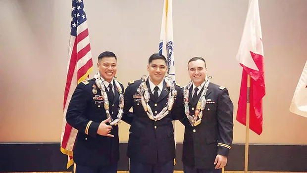 (l-r) Second Lt. Salvation Lee of Aua, First Lt. Fred Meaole of Amanave, Second Lt. Jesse Scanlan of Malaeimi