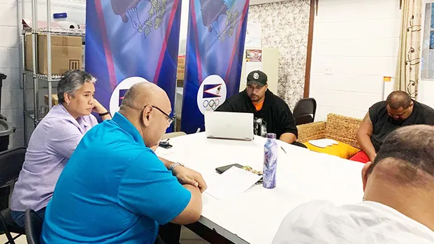 Fanene Milton Taufa’asau (in blue) presiding over the ASBA Annual General Meeting