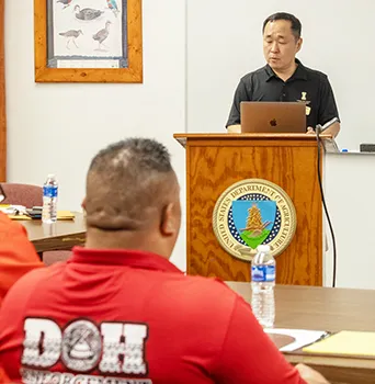 Dr. Jang Ho Kim speaking at ood safety training 