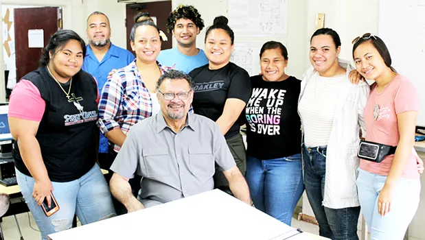 Fred Suisala (foreground), Program Director of the ASCC Trade & Technical Department and Architectural Drafting and Technology (ADT) students