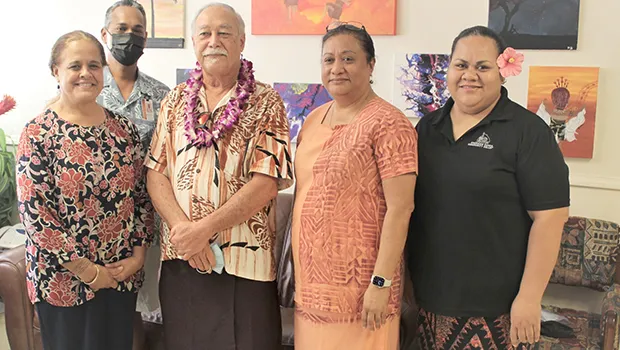 (l – r) ASCC President Dr. Rosevonne Pato, Vice President of Administration and Finance Mr. Sonny Leomiti, Vice President of Academic and Student Affairs Dr. Letupu Moananu, and Acting Human Resources Officer Ms. Silaulelei Saofaigaalii.