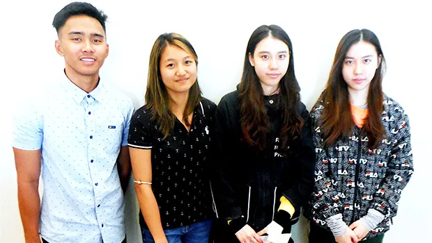 (l–r) Mark Espiritu and Jean Paula Eseo, who were awarded the Saili le Atamai Scholarship; and twin sisters Shiqi and Shiting Huang, both recipients of the Presidential Merit Scholarship