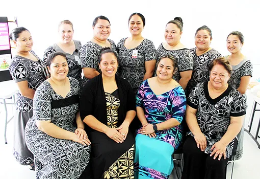 ASCC Nursing Program Director Lele Ah Mu with students