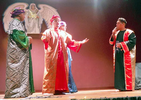 ASCC students portray the Three Wise Men meeting with King Herod 