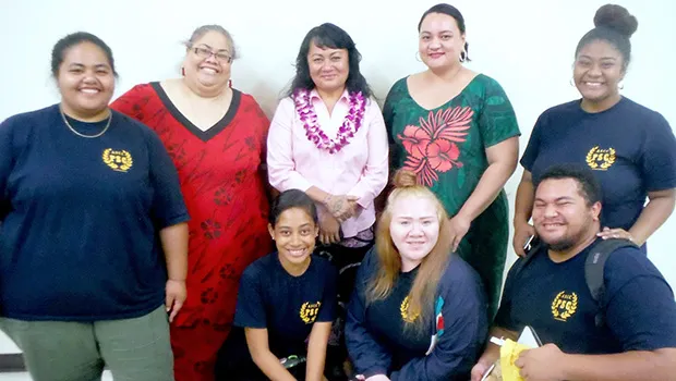  With Sandra King-Young are instructors Adrian Vasai-Moana (to her left) and Kayla Sauafea, along with club members.
