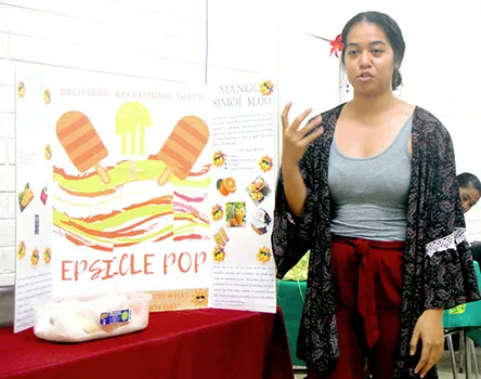 Epifania Petelo explains the details of her original product the “Epsicle Pop”