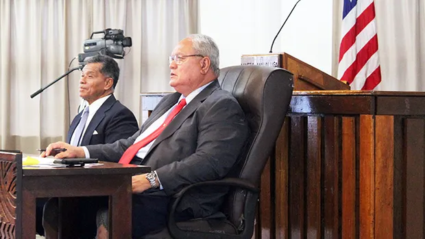 Homeland Security director, Samana Semo Ve’ave’a and Police Commissioner, Le’i Sonny Thompson