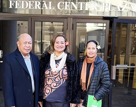 (l-r) the Governor’s senior executive assistant, Aoelua Solomona, ODPAM director Lisa Tuato’o and Public Works director Faleosina Voigt 