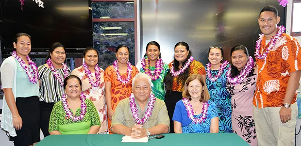 Photo of members of Scholarship Board with ASCC recipients.