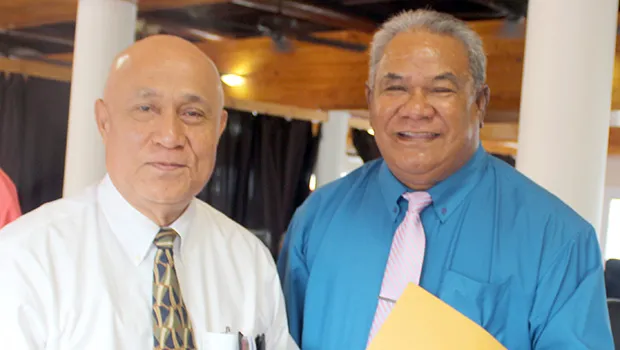 Retirement Fund Office executive director, I’aulualo Fa’afetai Talia (left) and ASG Employees Retirement Fund board of trustees chairman, Vaanatiu Tofala Iafeta