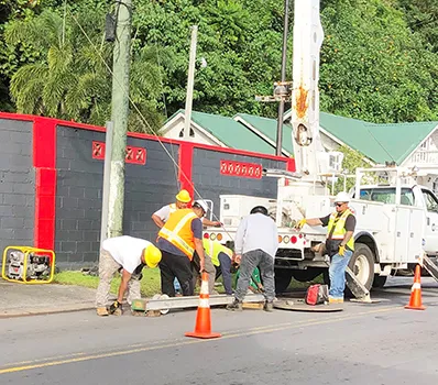 ASPA crew working to retore power on the east side of Tutuila.