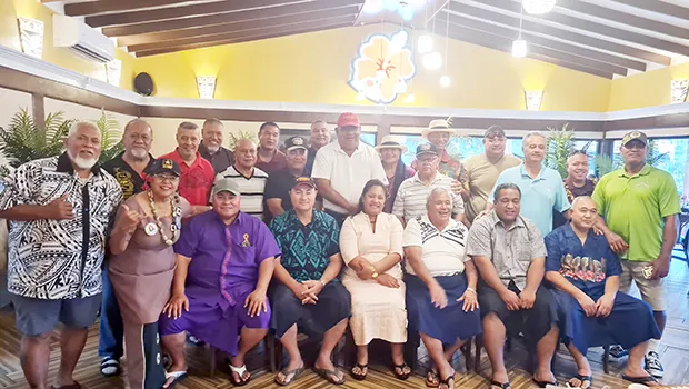 Afioga Tuala Tevaga Iosefo Ponifasio (4th from left, front row), meeting with the American Samoa Veterans Association