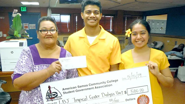 Olita Tafili, RN (left), SGA epresentatives Ionatana Tuitasi, president, and Epifania Petelo, treasurer. 