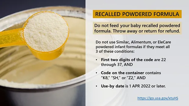Baby formula recall announcement