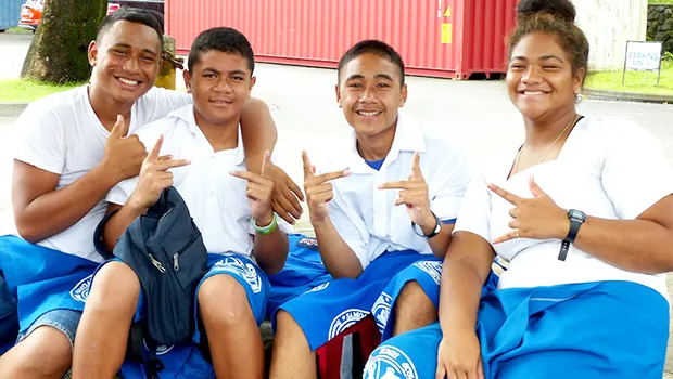 Samoana students posing for the camera