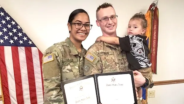 US Army Sgt. Fa’aati Lehualani Uluenga-Gillis with her family