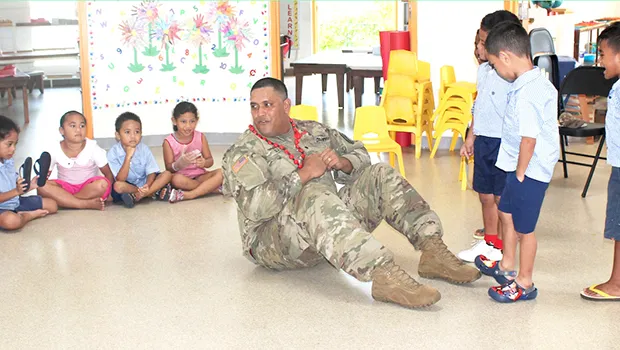 Army Reserve Spec. Robertson Ili at Fatuoaiga Montessori School