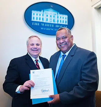 US Interior Secretary David Bernhardt presented on Tuesday to Lt. Gov. Lemanu Palepoi Sialega Mauga in Washington D.C, American Samoa’s federal Capital Improvement Project (CIP) award funds.