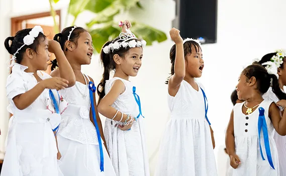 The young children performing bible skits 