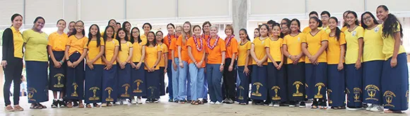 Members of the Manumalo Academy National Junior Honor Society (NJHS) and National Honor Society (NHS) with the cardiology team from Oregon Health and Science University 