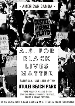 American Samoa for Black Lives Matter poster for Saturday walk