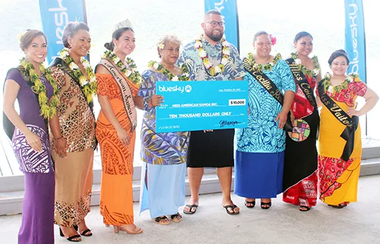 Miss American Samoa Inc., (MASI) president Mrs. Meafou Imo (fourth from left) and Bluesky Communications chief executive officer and contestants