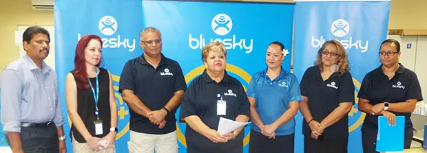 Bluesky personnel gathered for a group photo