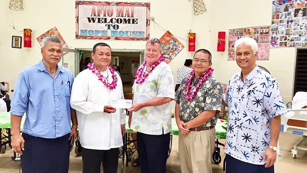 Hope House board chairman Ta’afano Joe Tavale; Rev. Fr. Faitau Lemautu; Bank of Hawaii vice president of West Hawaii, Hobbs Lowson ; BoH vice president of American Samoa operations, EJ Tyler Ozu; and Hope House board member Larry Sanitoa
