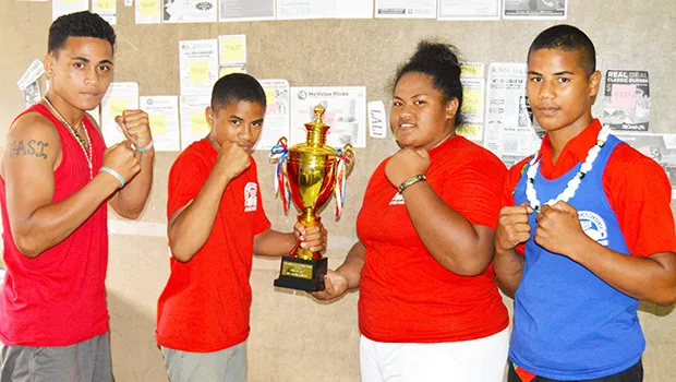 Young boxing team from American Samoa when they first won the Samoa Teuila Boxing Championship last year. 