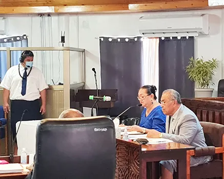 Treasurer Malemo Tausaga at joint budget hearing