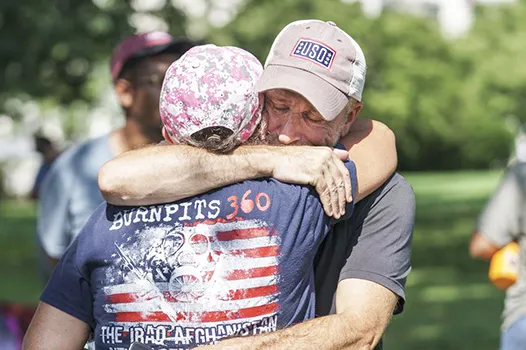 Jon Stewart with veteran